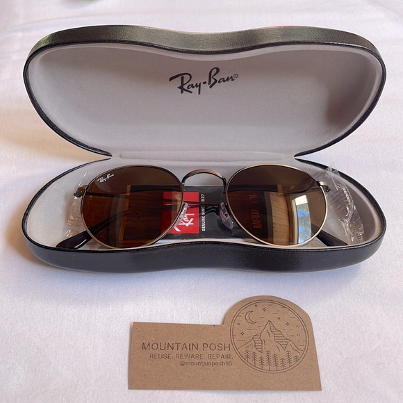 ? Ray Bans│Unisex Sunglasses Antique Gold Round Metal B-15 RB3447 50-21 main image 7